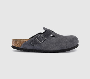 Birkenstock Womens Boston Clogs Charcoal Suede Black, 4