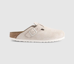 Birkenstock Womens Boston Clogs Oyster Suede R Natural, 5