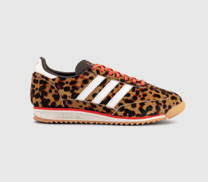 Adidas Womens SL 72 Trainers Leopard Dark Brown Off White Semi Impact Orange, 4