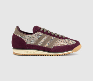 adidas Womens x Liberty London SL 72 Trainers Maroon Khaki Olive Strata In Brown