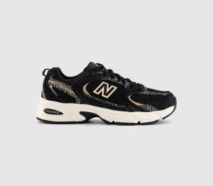 New Balance Womens 530 Trainers Black White Leopard, 9