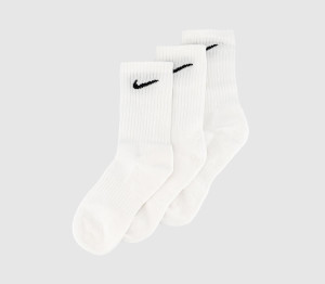 Nike Dri-fit White & Black Ribbed Cushion Crew Socks 3 Pack, Size: S