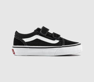 Vans Old Skool V Kids Trainers Black True White, 12 Youth