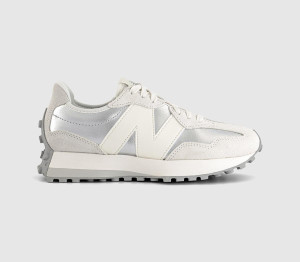 New Balance Womens 327 Trainers Silver Metallic White In Multi, 3.5