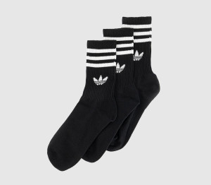 Adidas Mid Cut Crew Socks 3 Pack Black White, L