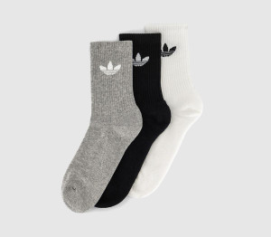 Adidas Mid Cut Crew Socks 3 Pack White Grey Black