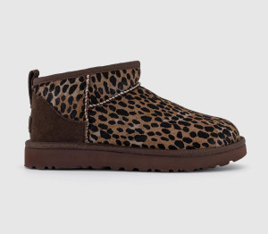 UGG Womens Classic Ultra Mini Boots Leopard Caspian Burnt Cedar Brown, 3