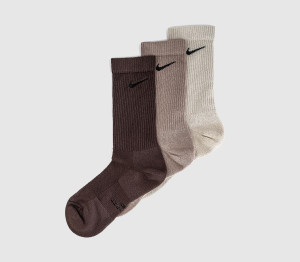 Nike Crew Socks 3 Pairs Choc Neautral Milk Brown, S