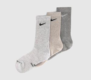 Nike Crew Socks 3 Pairs Charcoal Oatmeal Grey In Black