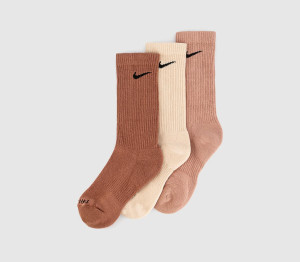 Nike Crew Socks 3 Pair Multi Cream Pink Natural, M