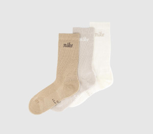 Nike Crew Socks 3 Pairs Cream Beige Natural, L