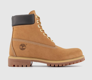 Timberland Men's Light Brown & Black Nubuck Leather Premium 6 Inch Boots, Size: 10