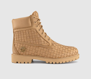 Timberland Mens 6 Inch Buck Boots Medium Beige Full Grain Woven In Natural, 10
