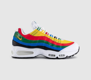 Nike Air Max 95 Trainers White Metallic Gold Chile Red Photo Blue Varsity M, 10.5