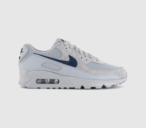Nike Mens Air Max 90 Trainers Wolf Grey Midnight Navy, 6.5