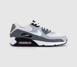 Nike Mens Air Max 90 Trainers Wolf Grey White Pink Foam Smoke Anthracite BL, 9.5