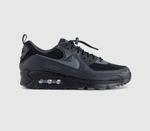 Nike Air Max 90 Trainers Black Iron Grey Anthracite Dark Smoke, 10