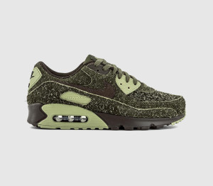 Nike Mens Air Max 90 Trainers Med Olive Cargo Khaki White In Green, 7