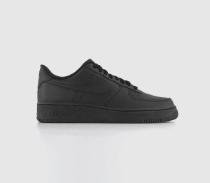 Nike Air Force 1 07 Men's Black Leather Trainers, Size: 11