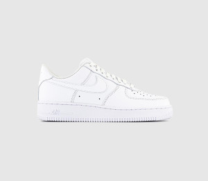 Nike Air Force 1 07 White Leather Trainers, Size: 9.5