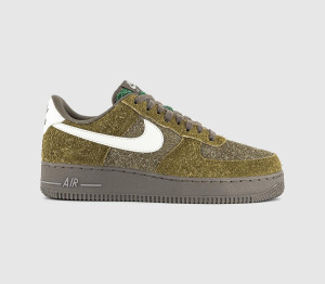 Nike Mens Air Force 1 07 Trainers Olive Flak Sail Med Olive Fir Ironstone Mauve Grey In Green, 6 EU39