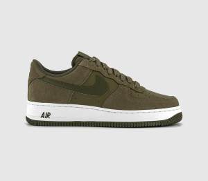 Nike Mens Air Force 1 Lv8 Trainers Med Olive Cargo Khaki White In Green, 7.5