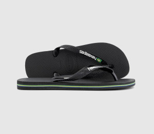 Havaianas Mens Brasil Logo Flip Flops M Black, 9/10