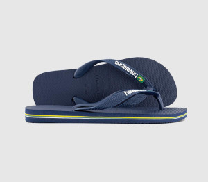 Havaianas Mens Brasil Logo Flip Flops In Blue, 8
