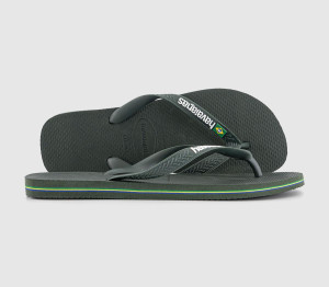 Havaianas Mens Brasil Logo Flip Flops Green Olive, 8