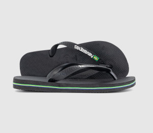 Havaianas Womens Brasil Logo Flip Flops F Black, 3/4