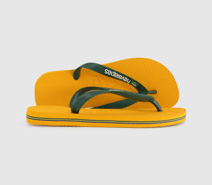 Havaianas Womens Brasil Logo Flip Flops Yellow, 6/7