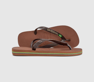 Havaianas Womens Brasil Logo Flip Flops Rust Dark Brown, 6/7