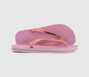 Havaianas Womens Brasil Logo Flip Flops Chiffon Rose Pink, 6/7