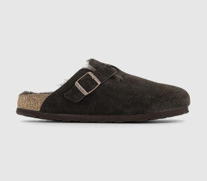 Birkenstock Womens Boston Shearling Clogs Mocca In Brown, 4