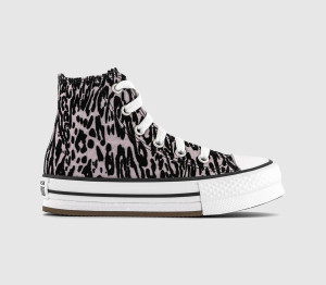 Converse Kids All Star Eva Lift Hi Youth Trainers Leopard Brown Black Multi, 10 Youth