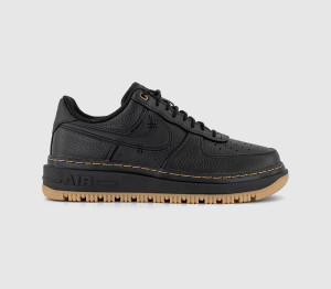 Nike Air Force 1 Mens Black Leather Luxe Trainers, Size: 6