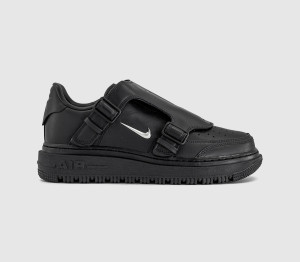 Nike Air Force 1 Luxe Trainers Black Metallic Silver, 11