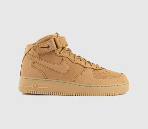 Nike Boys Air Force 1 Mid Trainers Flax Flax Outdoor Green QS In Natural, 5.5