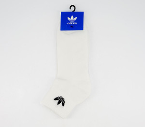 adidas White & Black Logo Print Mid Ankle Socks, Size: L