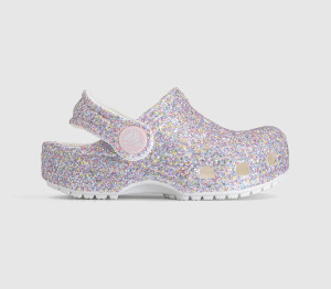Crocs Kids Classic Clogs Toddler White Glitter, 4infant