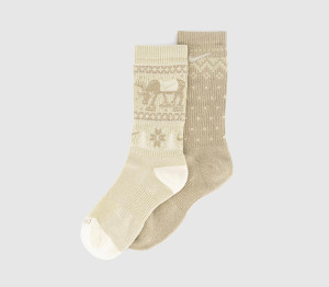 Nike Crew Socks 2 Pairs Brown Cream Christmas Sock, S