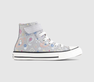Converse All Star Hi 1vlace Kids Trainers Grey Area Xoxo Pink White, 13 Youth