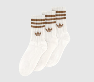 adidas White & Brown Crew Socks 3 Pair, Size: S