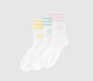 Adidas Crew Socks 3 Pairs White Clear Pink Clear Mint Almost Yellow