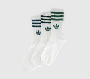 Adidas Crew Socks 3 Pairs White Rich Green Collegiate Blanch, S