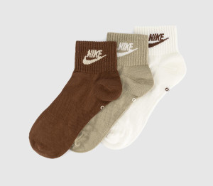 Nike Sportswear Everyday Essential Ankle Socks 3 Pack Brown Neutral, M