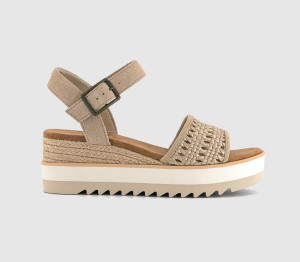 TOMS Womens Diana Woven Wedge Sandals Champagne Metallic Basket Weave Multi, 5