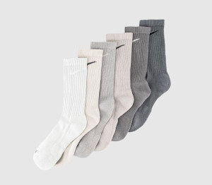 Nike Grey Crew Socks 6 Pairs, Size: S