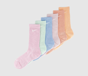Nike Crew Socks 6 Pairs Multi Pastel Pink Blue Green