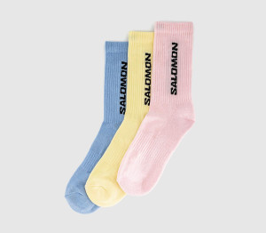 Salomon Everyday Crew 3 Pack Socks Brunnera Blue Dusty Yellow Icy Pink